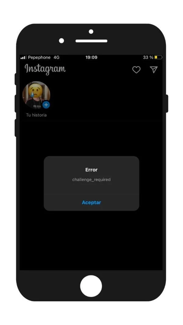 challenge required notification on instagram when trying to login
