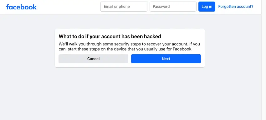 facebook hacked appeal form