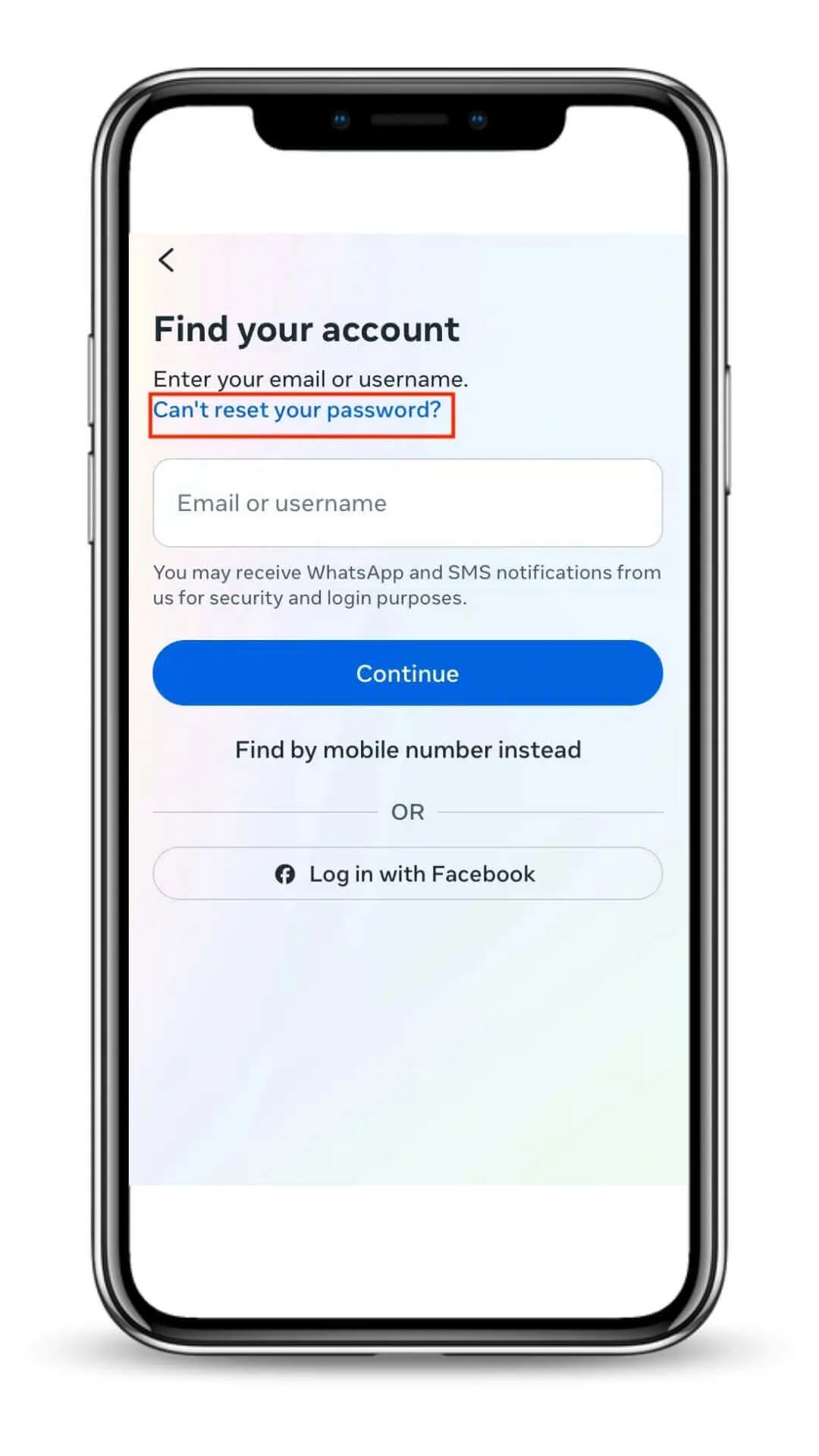 select cant reset password option