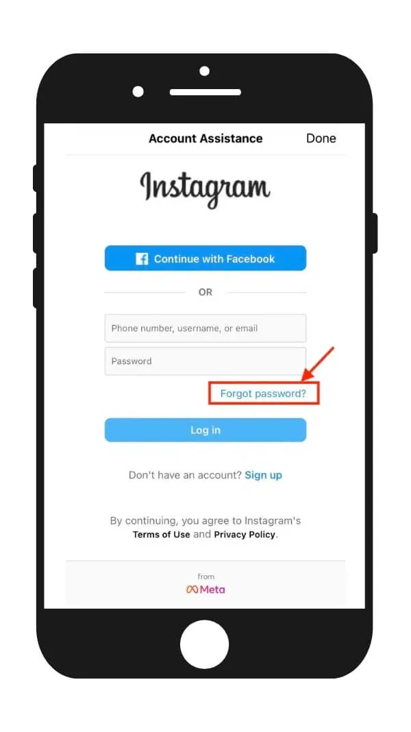 Forgot password method — step 1
