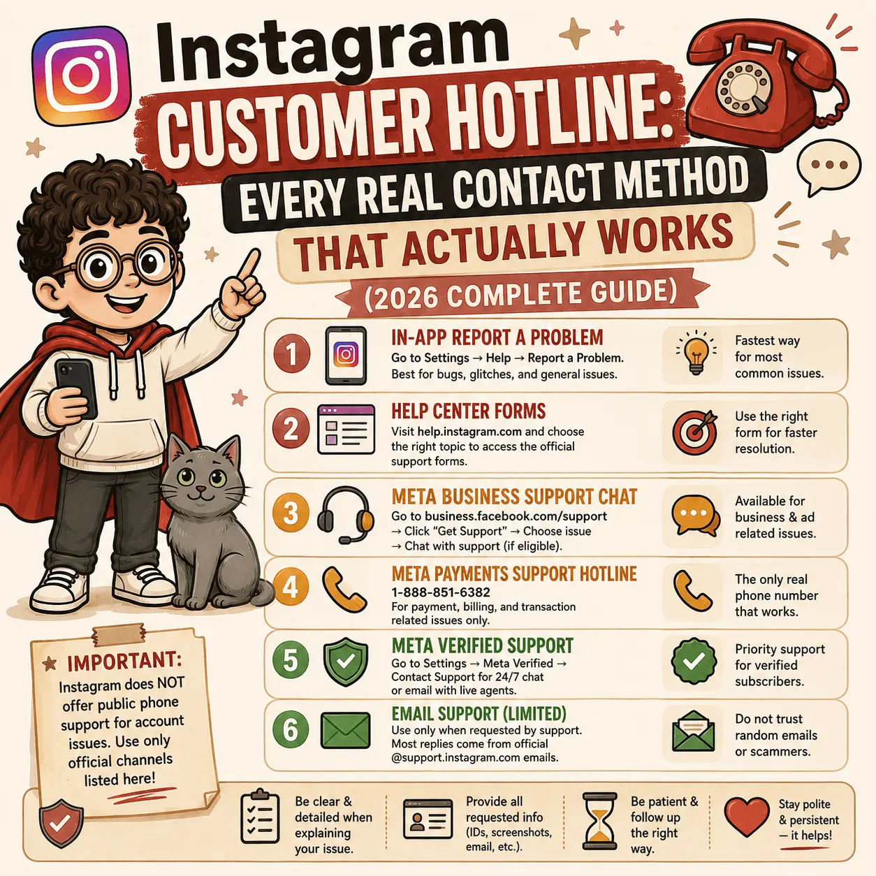 Instagram customer hotline guide — every real contact method that works in 2026