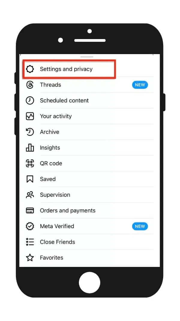 Report a problem to Instagram step 1 — navigating to Settings