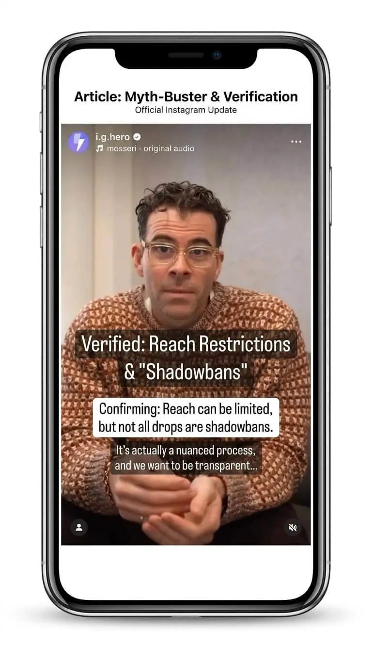 Instagram shadowban proof — reach drop evidence