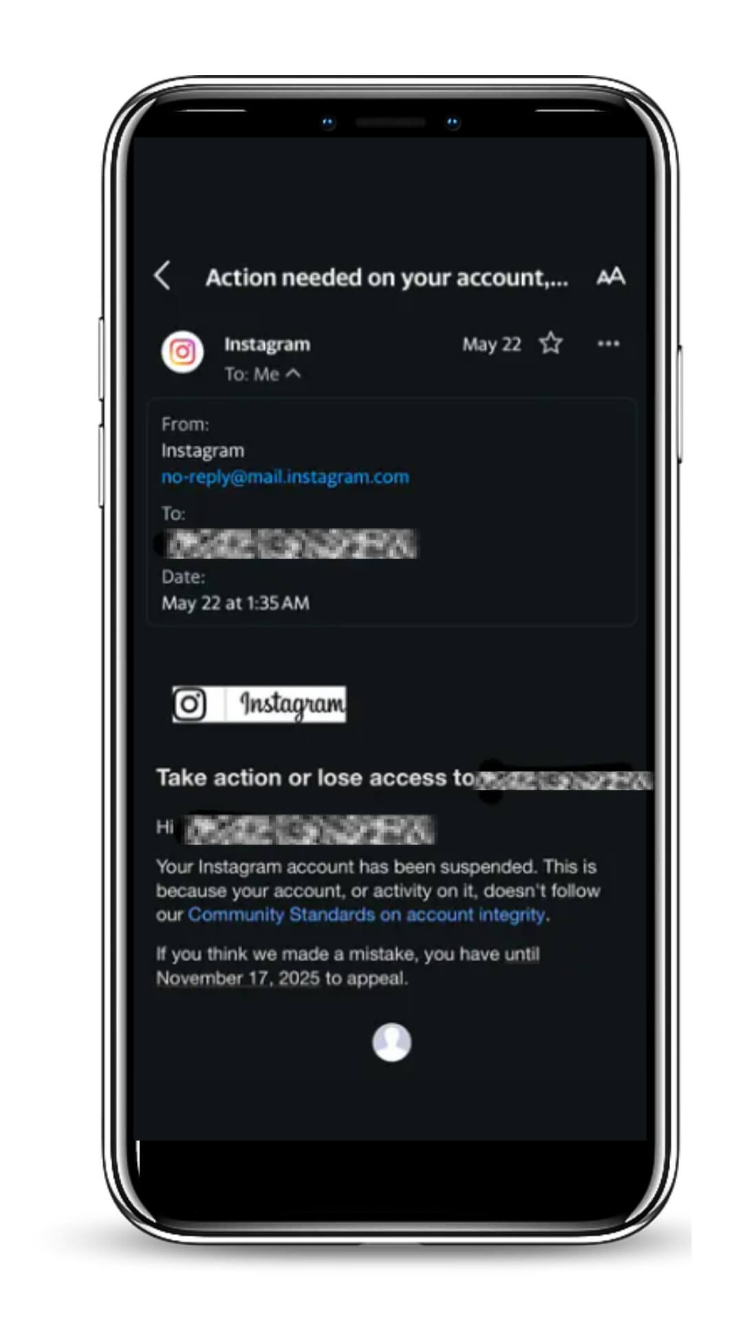 ig被停用收到email通知