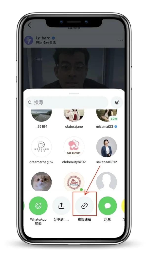 複製ig貼文鏈接-在彈出的視窗選擇複製鏈接