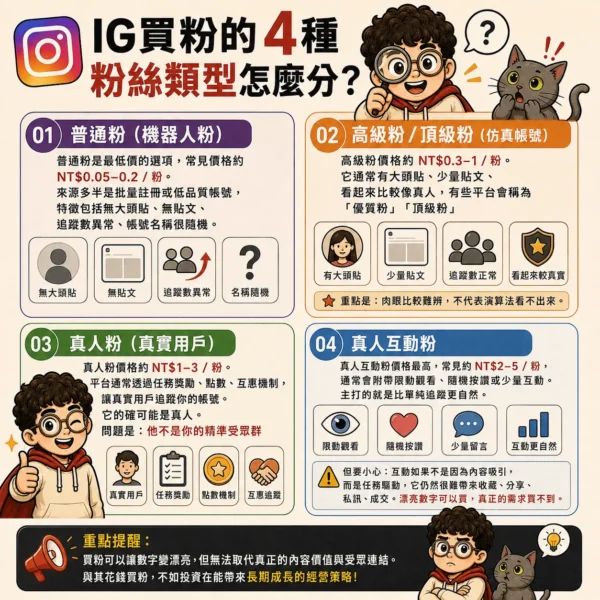 ig買粉通常分為4種類型-要如何區分-資訊圖表